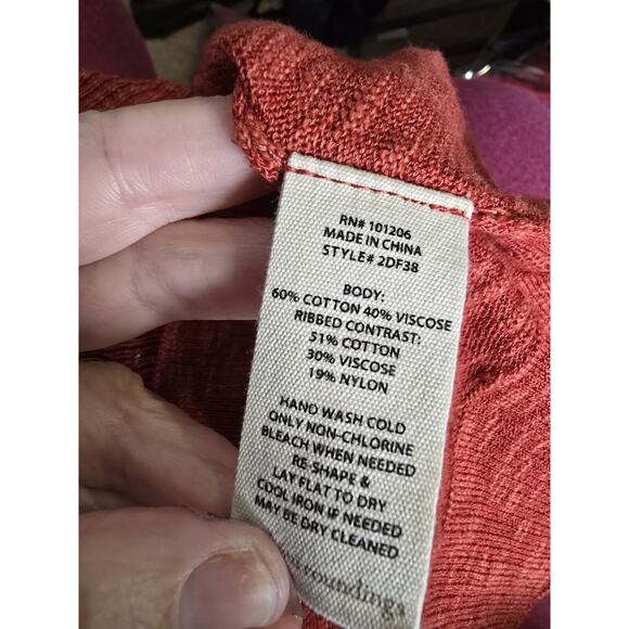 Soft Surroundings Cardigan Sweater Womens Large Orange Open Work Lightweight - Picture 7 of 8